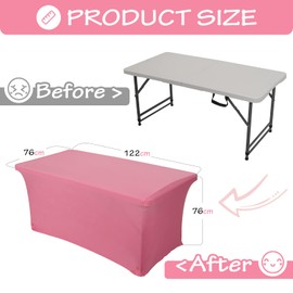 Rainberg Spandex Table Cover, Black Tablecloth 6FT, Washable and Wrinkle Resistant Stretch Rectangular Patio Table Cover for Event, Wedding, Banquet & Parties. (183Lx76Wx76H) cm (Pink, 4FT)