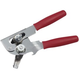 SWING-A-WAY Portable Manual Steel Can Opener with Bottle Opener - Red