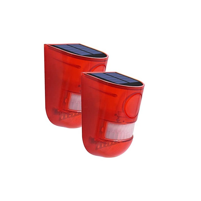 LEDHOLYT 2 Solar with Sound Strobe Light, Wall Mounted Outdoor