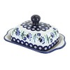 Blue Rose Polish Pottery Sweet Annie Square Butter Dish
