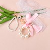 Sisadodo Bow Pearl Beaded Keychain Wristlet for Car Keys Pearl