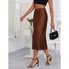 ZAFUL Women Satin Silk Midi Skirts Elegant High Waist Hidden