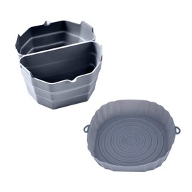 Xtatus 1 Slow Cooker Divider 6QT- 1 Air Fryer Silicone Liners - Crock Pot Liners - Silicone Crockpot Liner Reusable - Silicone Crockpot Liner - Crockpot Divider - Crock Pot Liners 6 Quart, Gray