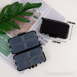 Framendino, 12 Pack Black Plastic Storage Containers Small Bobby Pin Case Jewelry Trays Cheer Bow Boxes Bait Box Fishing Organizer