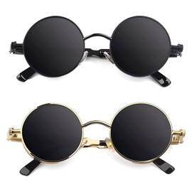 CGID Retro Steampunk Round Polarized Sunglasses Men Womens Metal Circle Frame UV400 Protection E72