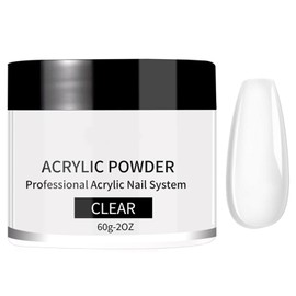 60G Clear Acrylic Powder for Nail Extensions & Sculpting – High-Capacity, No UV Lamp Needed – Perfect for DIY Acrylic False Nails & Professional Nail Art