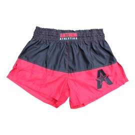 Anthem Athletics - Pantalones cortos para Muay Thai (50 / 50), diseño de Kickboxing, Thai Boxing, Negro & rojo, Large
