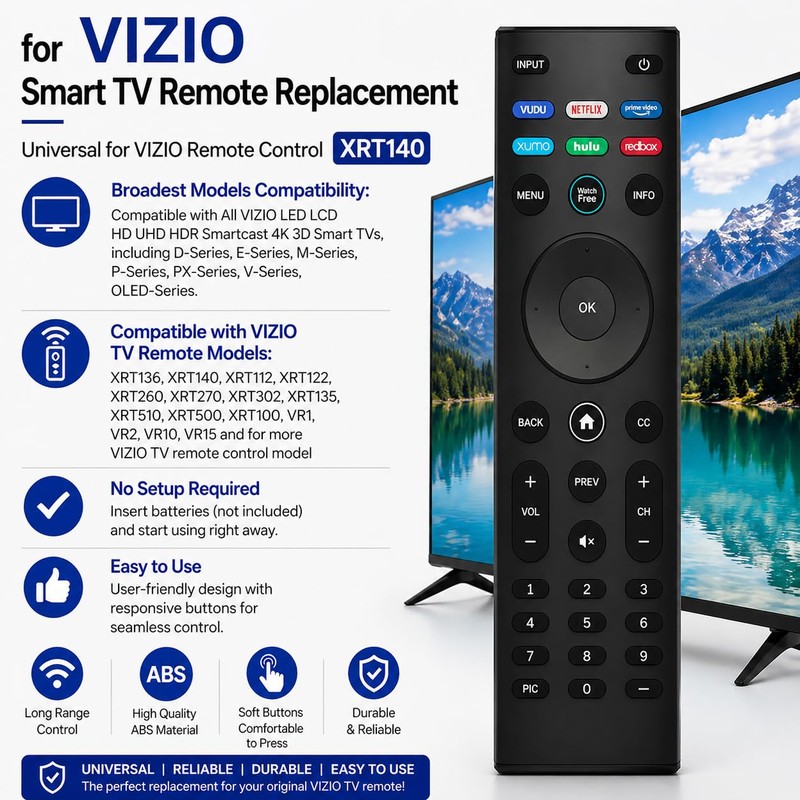 Universal VIZIO Remote Control Replacement - D, M, P, V