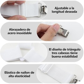 8 PCS Sujetadores para Sábanas,Triángulo Ajustable Tirantes elásticos Sujetador,Sujeta sabanas para sábanas Ajustables,Cojines de sofá,Fundas de colchones (8, Blanco)