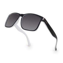 ANDOILT Polarized Sunglasses for Men Women Trendy Vintage Retro Fashion Square Sun Glasses Black White Frame Gray Lens