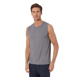 32 DEGREEES Men's Cool Classic Relaxed Tank | Anti-Odor | 4-Way Stretch | Moisture Wicking, Grey Heather, Large