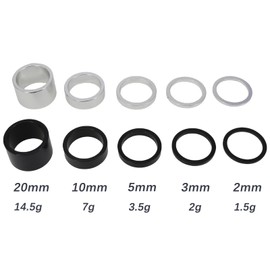 DJC Components 5 Pieces Bike Headset Alu Spacer Bicycle 25.4mm 1 Inch 1 20 10 5 3 2 mm, 5 Size, Bike Stem Adjusting Dust Cover Washer (Silver)