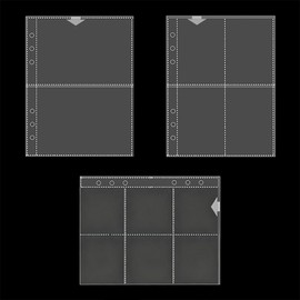 NIHOOOOH A5 Sticker Book, Sticker Mount, Book A5 Replacement Pages, 6 Holes, Replacement Pages, 10 Each of 2 Squares, 4 Squares and 6 Squares, High Definition Transparent Bags, for Collection Cards