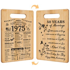 50th Wedding Anniversary for Women Men,Back In 1975&Recipe for Happy 50th Anniversary Double sided Cutting Board Gift for Her Him,best 50th wedding anniversary ideas for couple