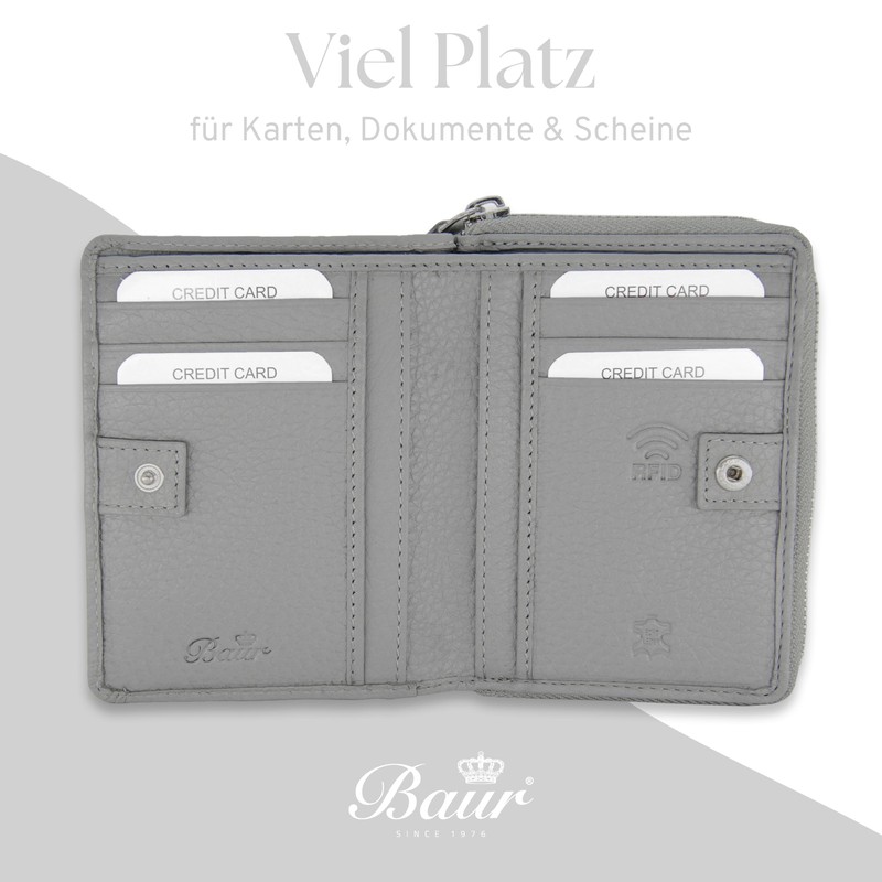 Baur Women's Genuine Leather Wallet with RFID Protection, Small Wallet,