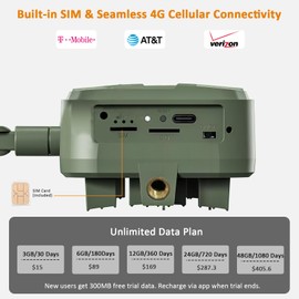 VUEBEE Trail Camera, 1080P Live Feed Cellular Trail Cameras with Built-in SIM Card, 4G LTE Game Camera, Solar Powered, 300MB Free Data, Motion Activated, IP66 Waterproof, No WiFi Needed