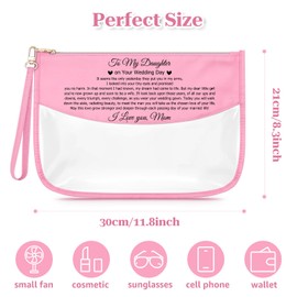 Sfodiary Daughter Gift from Mom Makeup Bag Wedding Gift for Bride from Mom Inspirational Wedding Day for Daughter Cosmetic Bag Bridal Shower Present to My Daughter Travel Toiletry Pouch
