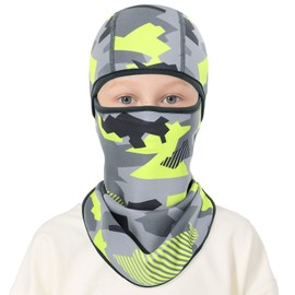 Kids Balaclava Windproof Ski Mask Winter Face Warmer for Cold Weather Boys Girls A-2-gray Camo