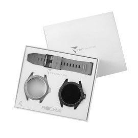 Rocks 2.0 SmartWatch with 2 Covers including Digital Watch, Full Touch Display, Calls, Notifications, SOS Function, Sport, Compatible with iOS and Android (Black Strap and Light Grey Case)