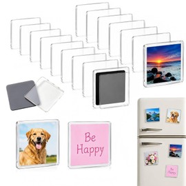 20 Pcs DIY Fridge Magnet Kit, Square Clear Acrylic Magnetic Set with Adhesive Backing for Photo, Crafts, Office, Classroom, Cabinets, Kitchen (2 Inch)