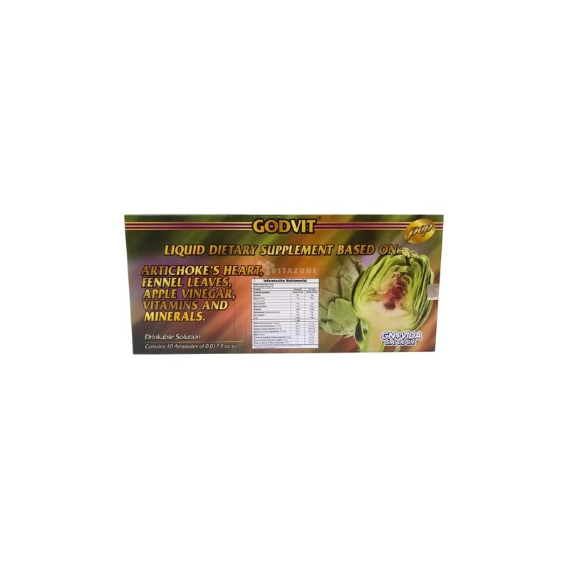 Godvit Alcachofa, Carnitina, Suplemento Líquido 10 Ampolleta
