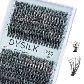 DYSILK Lashes Clusters Lash Extension - Lash Clusters C Curl Individual Lashes 280pcs DIY Lash Extension Clusters 9-16mm Eyelash Clusters Fluffy Lash Clusters Wispy Reusable(40D-Curl-9-16mm Mix)