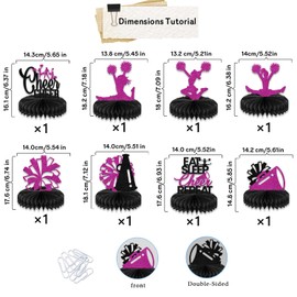 Cheerleader Honeycomb Centerpiece Gymnastics Centerpiece Honeycomb Cheerleading Birthday Party Decoration Cheerleading Centerpiece for Table Gym Birthday Bachelorette Party Supplies Rose Red Black