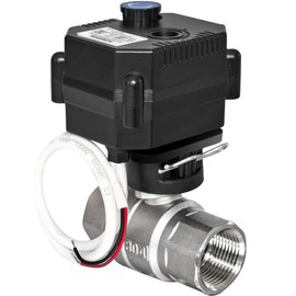 Electric Motorized Ball Valve, 3/4" Stainless Steel Electrical Ball Valve with Full Port, 9-24V AC/DC and 2 Wire Reverse Polarity Setup, with Manual Override