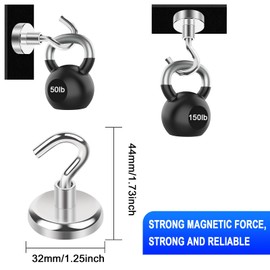 OCEUMAOA 12 Pack Heavy Duty Magnets Hook for Hanging Magnetic Hooks 120lb Strong Magnet with Hook for Cruise Cabin Kitchen Fridge Classroom Office Camping 32mm（1.26in） Silver