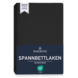 Fitted Sheet 160 x 200 cm - 35 cm Deep Pocket Fitted Sheet Oeko-Tex Certified Brushed Polyester Microfibre Bed Sheet Duvet Cover for Box Spring Bed Thick Mattresses (160 x 200 cm - Black)