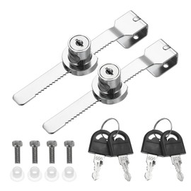 PATIKIL Sliding Glass Door Lock, 2 Pcs Keyed Alike Showcase Lock No Drill Glass Door Lock for 5-8mm Glass Door Large Size, Silver Tone