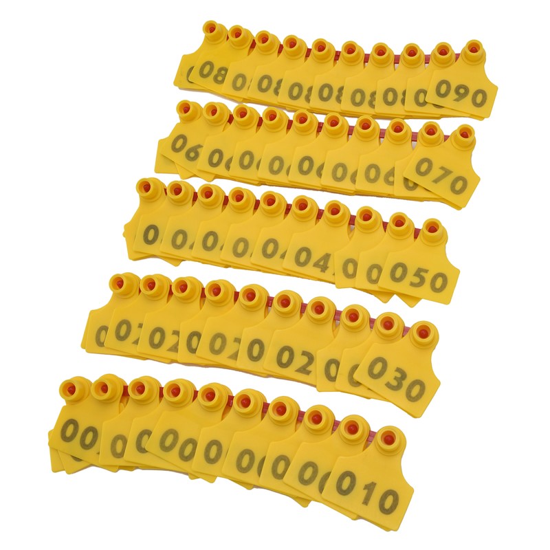 100Pcs TPU Pig Cow Ear Tag with Number 001‑100 Ear