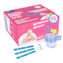 HEAL-CHECK 50 Count Ovulation Test Strips with Cups, Bulk Ovulation Test Strips for Women, Ovulation Predictor Kit, Accurate Fertility Tests for Home, Individually Wrapped 5mm LH