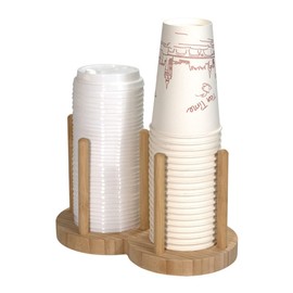 Tiamu Bamboo Cup Dispenser, Cup Holder for Disposable Paper Cups, Cups Paper Cup Holder, Coffee Cashier, Water Cup, Cup Organiser for Home, Kitchen, Office, Bar