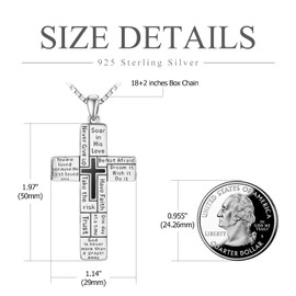 TANGPOET Large Orthodox Cross Necklaces for Men Women Sterling Silver Cross Pendant with Bible Verse Scripture Faith Jewelry Christian Religious Gifts for Birthday Christmas Fathers Day