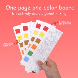 Pocket Watercolor Painting Book Kids, Watercolor Paint Bookmark with Paints Travel Kit for Adults Kids Improve Your Child's Creativity and Concentration, Beginner Friendly (1 Set-Animal Party)