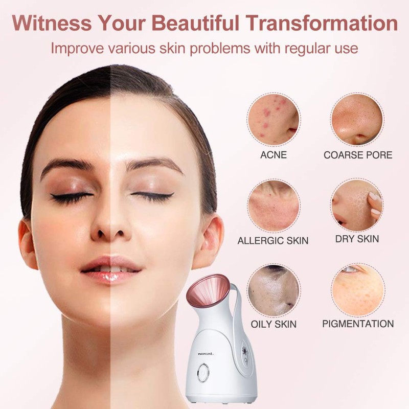 Facial Steamer, Amconsure Nano Ionic Face Steamer for Home, 100ML