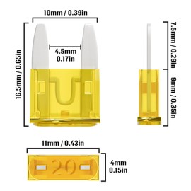 ALLECIN 20A Mini Fuse 20 Amp ATM APM Blade Car Fuses 20Amp Automotive Fusibles for RV Auto Motorcycle Truck (Pack of 50Pcs)