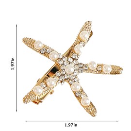SSKHE 3 Starfish Hair Clips, Anti - Slip Pearl Hair Clips, for Weddings, Bridal, Children, Vacation Parties