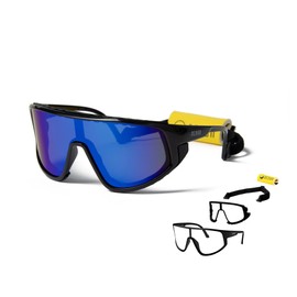 Ocean OCN-39000-17 Floating Sunglasses, Organic Bio-based Lightweight Frame, UV Protection, Removable Strap & Floater, Shiny Black (Polarized Blue REVO Lenses)