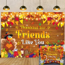 Thankful for Friends Like You Banner Backdrop 7x5FT Fall Maple Leaves Harvest Pumpkin Friendsgiving Photography Background Thanksgiving Friends Giving Party Decorations Supplies