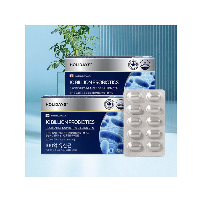 홀리데이즈 100억 유산균 60캡슐 4박스 (8개월분) Holidays 10 Billion Probiotics