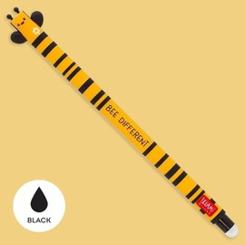 LEGAMI Set of 3 Erasable Gel Pens + 3 Black Refills with Thermosensitive Erasing Ink Assorted Ink Colours and Barrel Designs 0.7mm Tip Panda Cat Bee Design