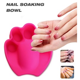 Magnetic Time Nail Polish Remover Soaking Bowl, Nail Soaking Bowl, Manicure Bowl for Polish Removal, Unique Paw-shaped Silicone Nail Soaking Bowl, 2 PCS Pink Color