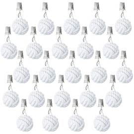 Tioncy 24 Pcs Outdoor Curtain Weights Table Cloth Weights Heavyweight Ball Resin Cast Iron Cloth Holder Clip Furniture Pendant for Home Garden Wedding Party Camping Picnic(White)