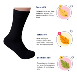 Rambutan Men's Space Collection Rayon made from Bamboo Seamless Dress Socks US 13-16 (Black)