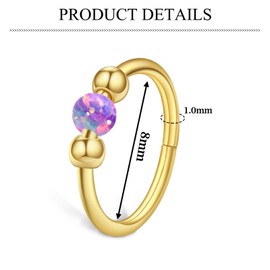 AceFun Nose Piercing Ring 18G 8 mm / 10 mm Nose Ring Piercing Ear Septum Piercing Helix Ring Nostril Tragus Conch Clicker Lip Piercing Hypoallergenic White Blue Pink Opal Nose Rings for Women,