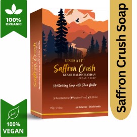 Unisaif Organics Saffron & Turmeric Organic Body Soap Bar, Moisturizing With Shea Butter - Pack of 3