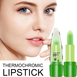 Aloe Vera Lipstick, Aloe Vera Lip Balm, Moisturizing Crystal Jelly Lipsticks, Organic Color Change Lipstick, Long Lasting Nutritious Lip Balm, Magic Temperature Lip Gloss for All Ages (2)