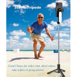 Selfie Stick Tripod with Light Extendable Selfie Stick with Detachable Wireless Remote Shutter Travel Video Tripod Stand Cell Phone Mount Holder Compatible with Smart Phone Android